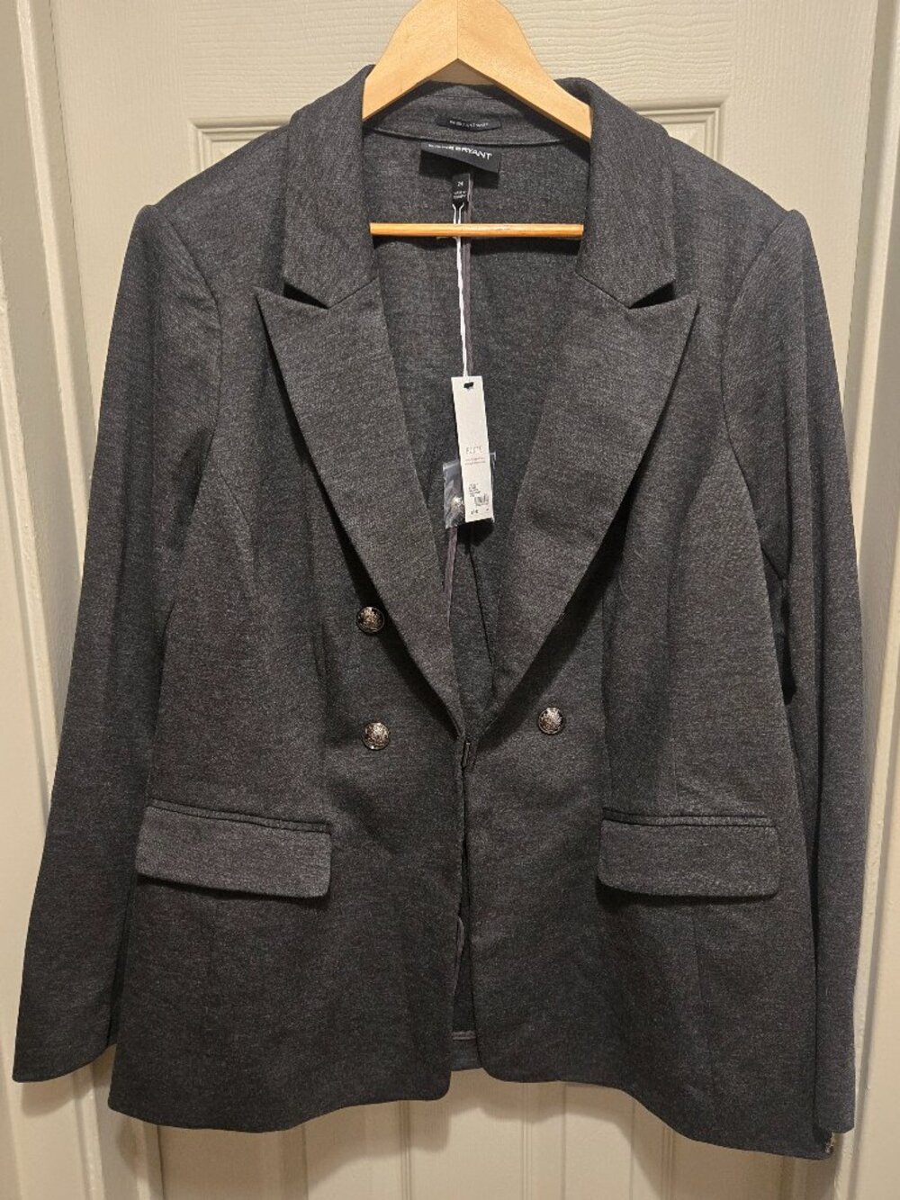 Lane Bryant Gray Double Breasted Knit Jacket sz 24